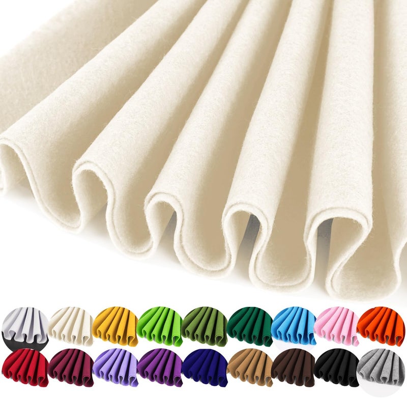 IONTACH قماش فيelt العاجي 36" × 36" (1 ياردة مربعة)، أوراق فيelt ناعمة بسماكة 1.6 مم لمشاريع الحرف اليدوية والخياطة والتطريز DIY، زينة - Image 1